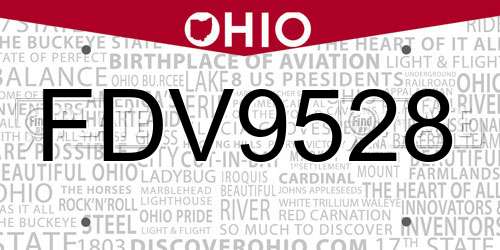 FDV9528 Ohio License Plate