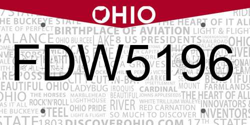 FDW5196 Ohio License Plate