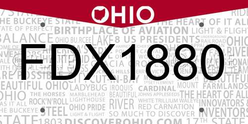 FDX1880 Ohio License Plate