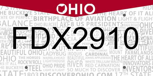 FDX2910 Ohio License Plate