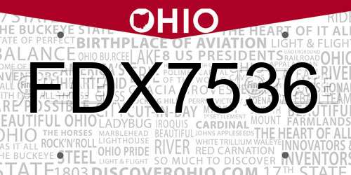 FDX7536 Ohio License Plate