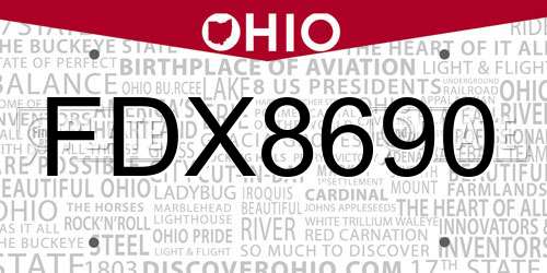 FDX8690 Ohio License Plate