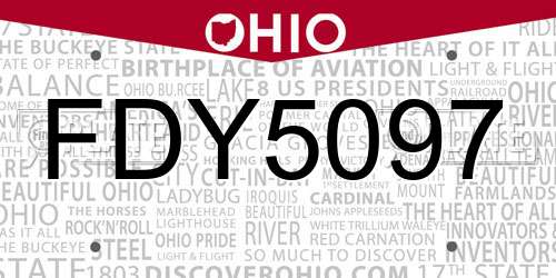 FDY5097 Ohio License Plate
