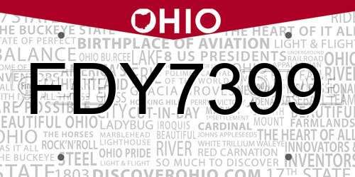 FDY7399 Ohio License Plate