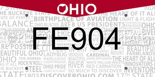 FE904 Ohio License Plate