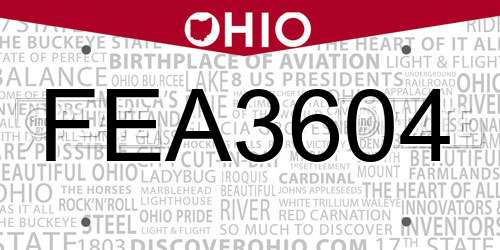 FEA3604 Ohio License Plate