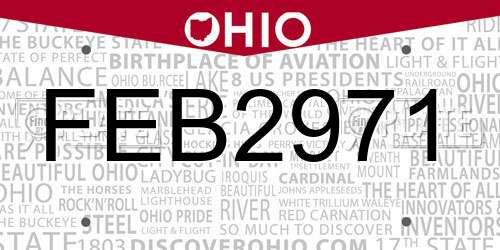 FEB2971 Ohio License Plate
