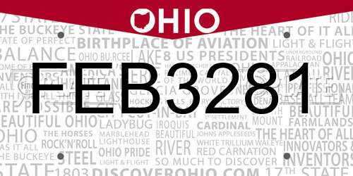 FEB3281 Ohio License Plate