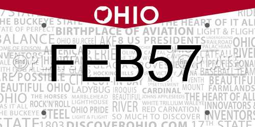 FEB57 Ohio License Plate