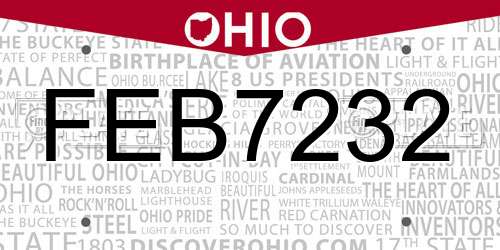 FEB7232 Ohio License Plate