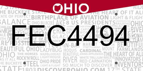 FEC4494 Ohio License Plate