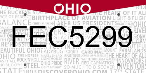 FEC5299 Ohio License Plate
