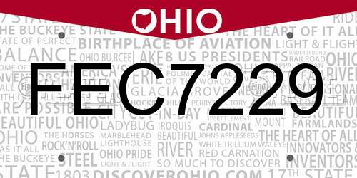FEC7229 Ohio License Plate