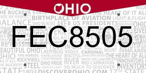 FEC8505 Ohio License Plate