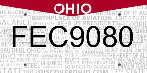 FEC9080 Ohio License Plate