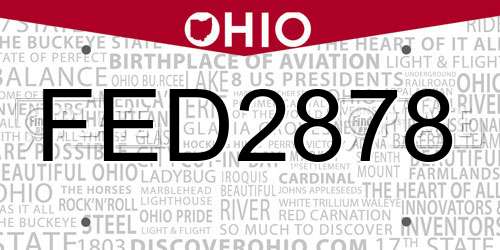 FED2878 Ohio License Plate