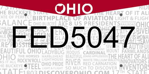 FED5047 Ohio License Plate