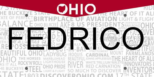 FEDRICO Ohio License Plate