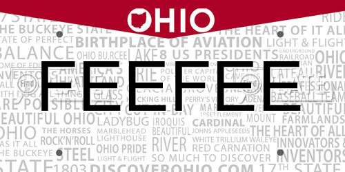 FEEFEE Ohio License Plate