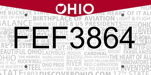 FEF3864 Ohio License Plate