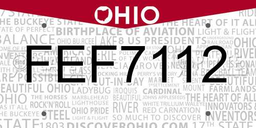 FEF7112 Ohio License Plate