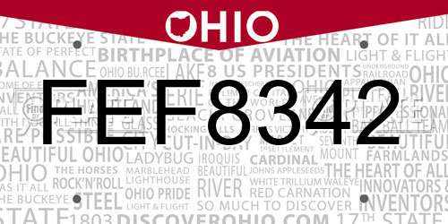 FEF8342 Ohio License Plate