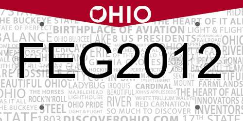 FEG2012 Ohio License Plate