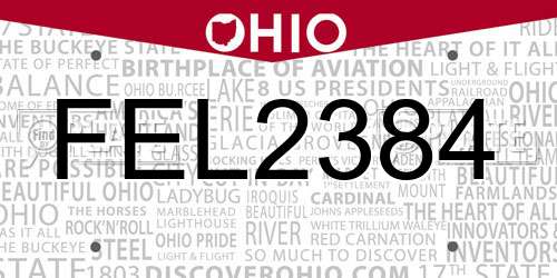 FEL2384 Ohio License Plate
