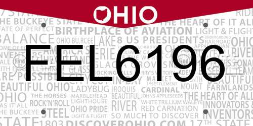 FEL6196 Ohio License Plate