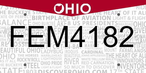 FEM4182 Ohio License Plate