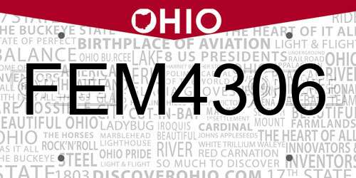 FEM4306 Ohio License Plate