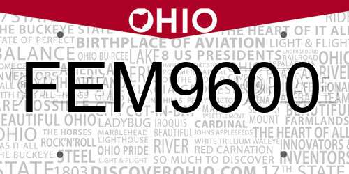 FEM9600 Ohio License Plate