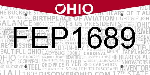 FEP1689 Ohio License Plate