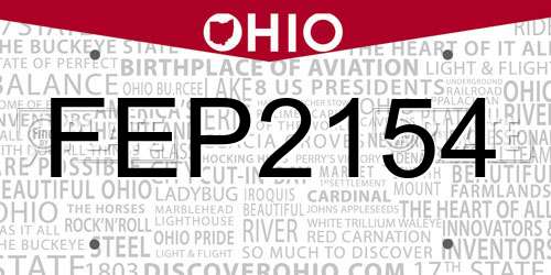 FEP2154 Ohio License Plate