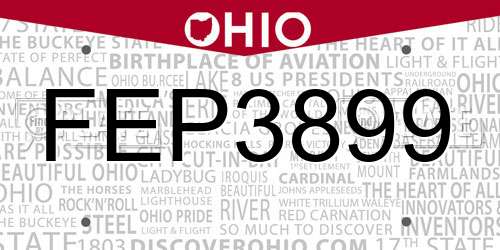 FEP3899 Ohio License Plate