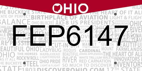 FEP6147 Ohio License Plate