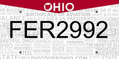 FER2992 Ohio License Plate