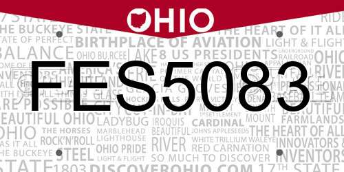 FES5083 Ohio License Plate