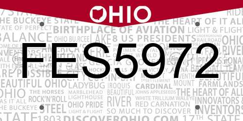FES5972 Ohio License Plate
