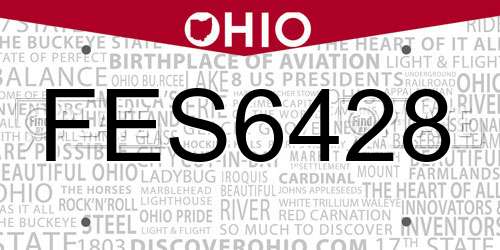 FES6428 Ohio License Plate