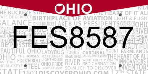 FES8587 Ohio License Plate