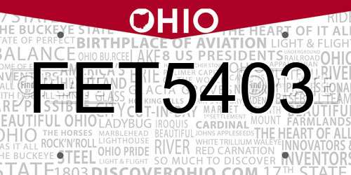 FET5403 Ohio License Plate