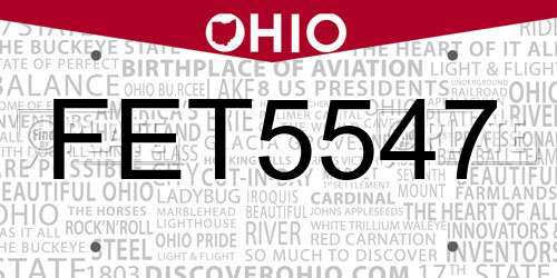 FET5547 Ohio License Plate