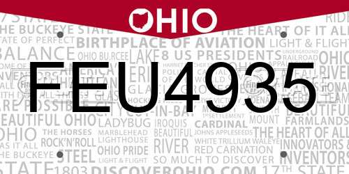 FEU4935 Ohio License Plate