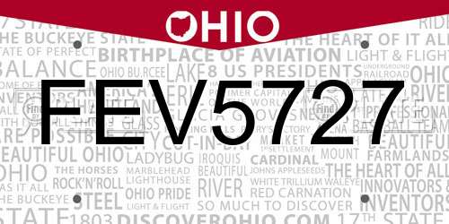 FEV5727 Ohio License Plate