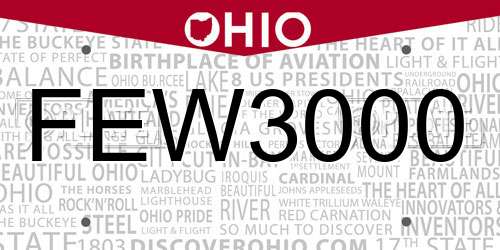 FEW3000 Ohio License Plate
