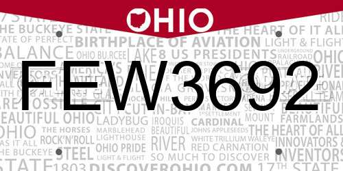 FEW3692 Ohio License Plate
