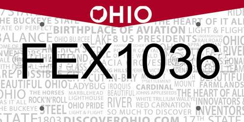 FEX1036 Ohio License Plate