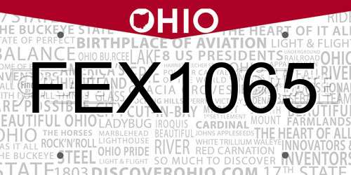 FEX1065 Ohio License Plate