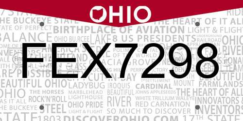 FEX7298 Ohio License Plate